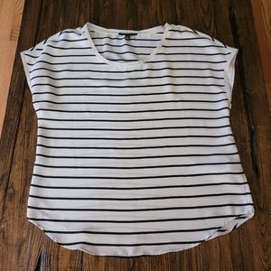 Banana Republic Striped Medium Blouse Black White